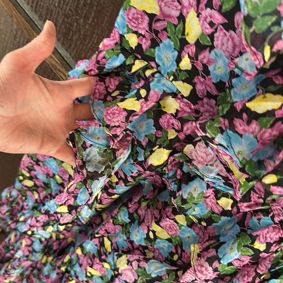 Amur EVITA Multicolor Floral Silk Chiffon Ruffle Maxi Dress Size 12 - Picture 14 of 14